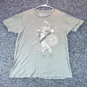 Olan Rogers Men's Gray Bear Graphic Crew Neck Short Sleeve Cotton T-Shirt M